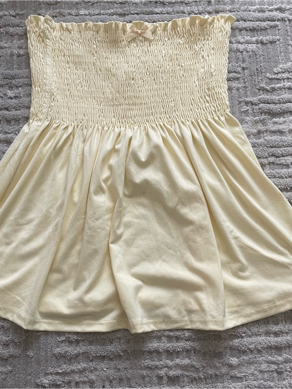 Girls Smocked Tube Dress in Light Cream